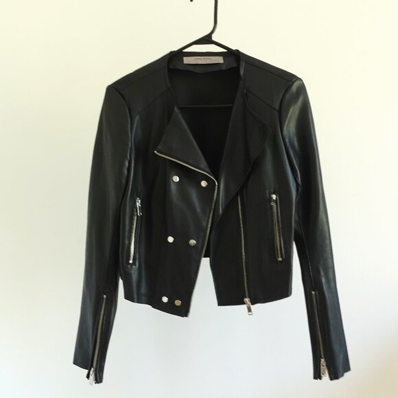 Like New Zara Faux Leather Collarless Jacket in size XS - Picture 1 of 13
